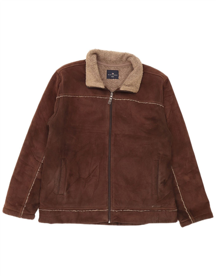 MARKS & SPENCER Veste Sherpa Homme UK 41/43 Large Marron Polyester