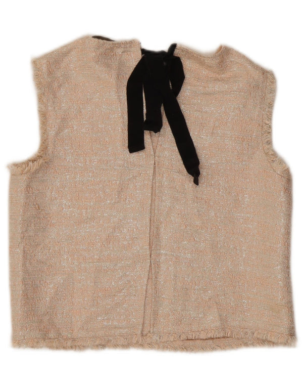 Zara Womens Crop Blouse sans manches Top UK 10 Petit Acrylique Beige