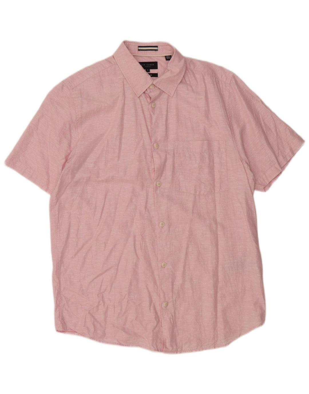 TED BAKER Chemise à manches courtes coupe régulière pour homme Taille 3 Rose moyen moucheté