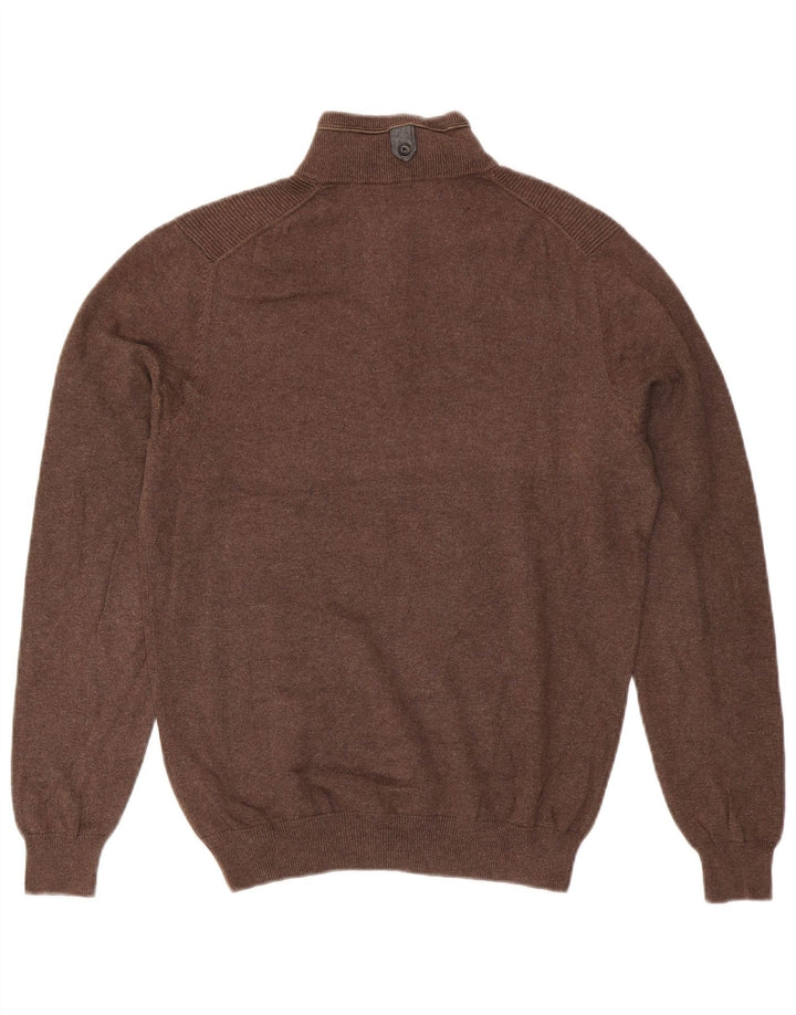 Massimo Dutti Pull à col zippé pour homme Petit coton marron