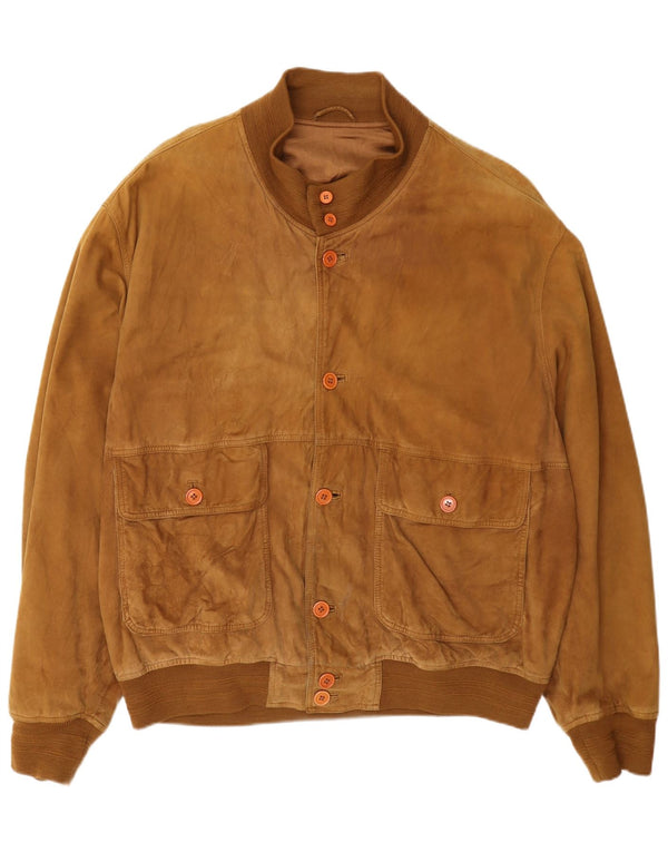 Veste bomber en daim homme vintage UK 42 XL Beige