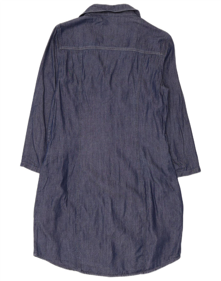 GUESS Robe chemise en jean à manches 3/4 pour femme UK 10 Small Bleu marine en coton