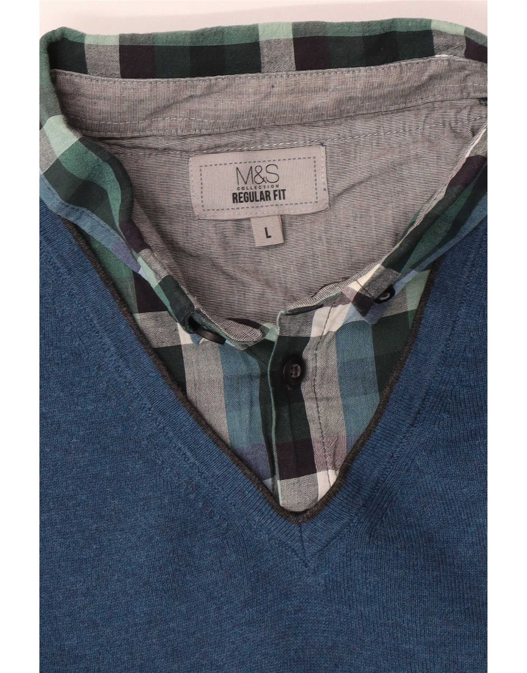 Marks & Spencer Pull à col polo coupe classique pour homme, grand bleu