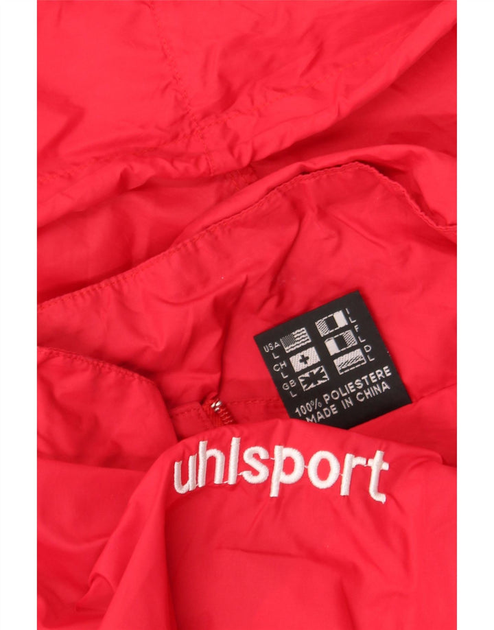 Uhlsport Veste de pluie à capuche pour homme UK 40 Large Rouge Polyester