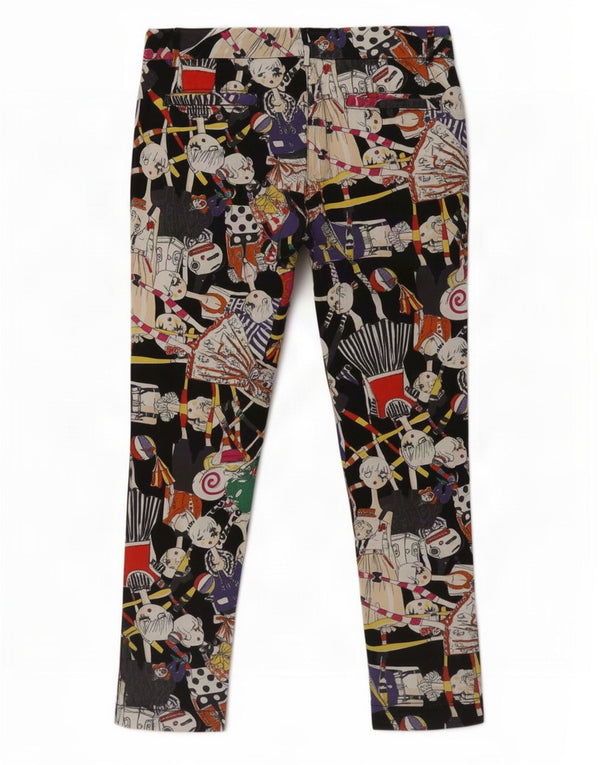 Moschino Pantalon Chino à Motif Abstrait pour Femme UK 10 Small W30 L26 Multico