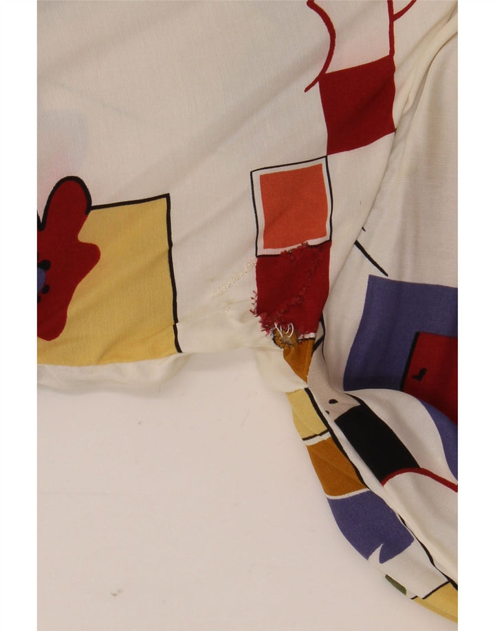 vintage Femme Chemise Graphique Oversize Blouse UK 16 Grand Multicolore