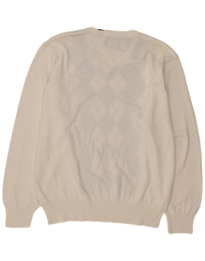 Izod Pull Col V Homme XL Blanc Argyle/Diamant Coton