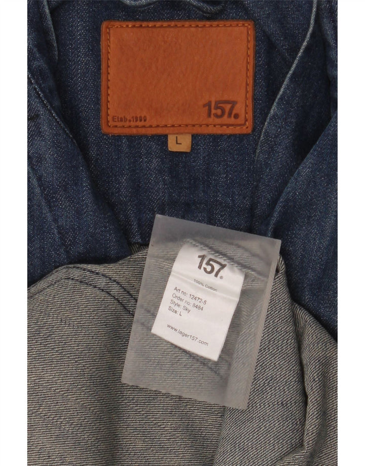 Lager 157 Veste blazer en denim à 5 boutons pour homme UK 40 Grand coton bleu