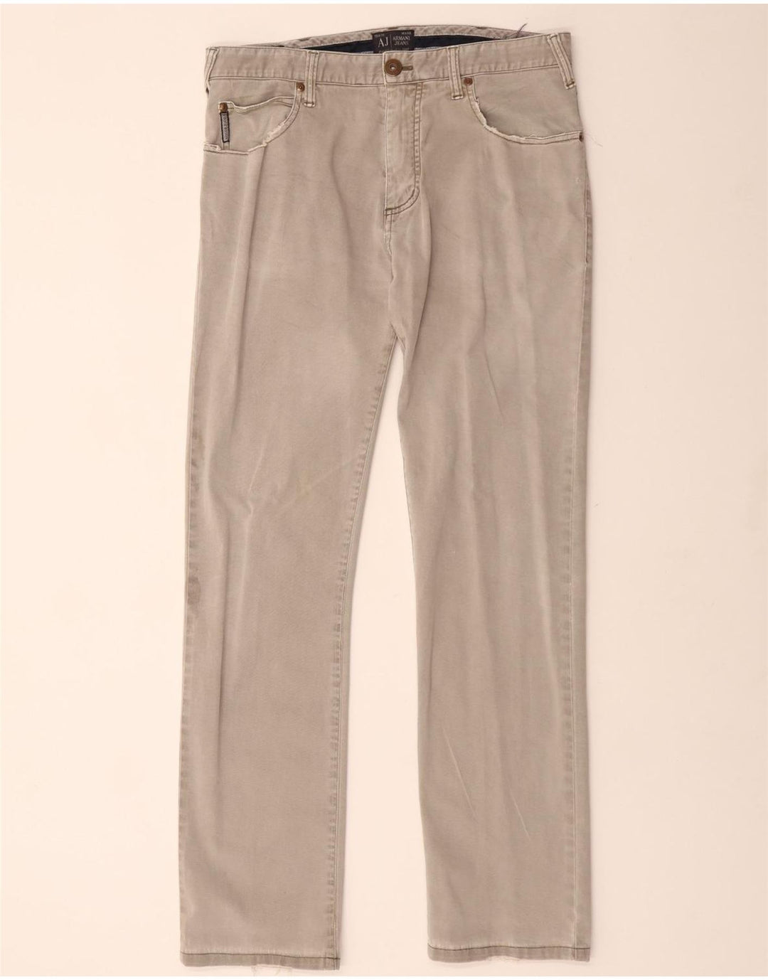 ARMANI Pantalon décontracté droit W32 L30 Gris Coton