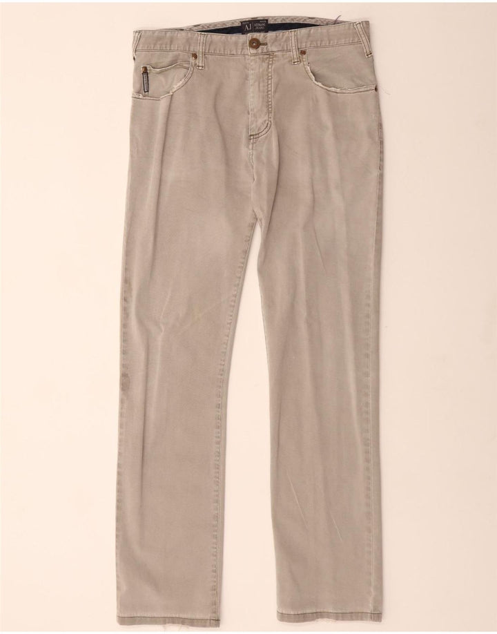 ARMANI Pantalon décontracté droit W32 L30 Gris Coton