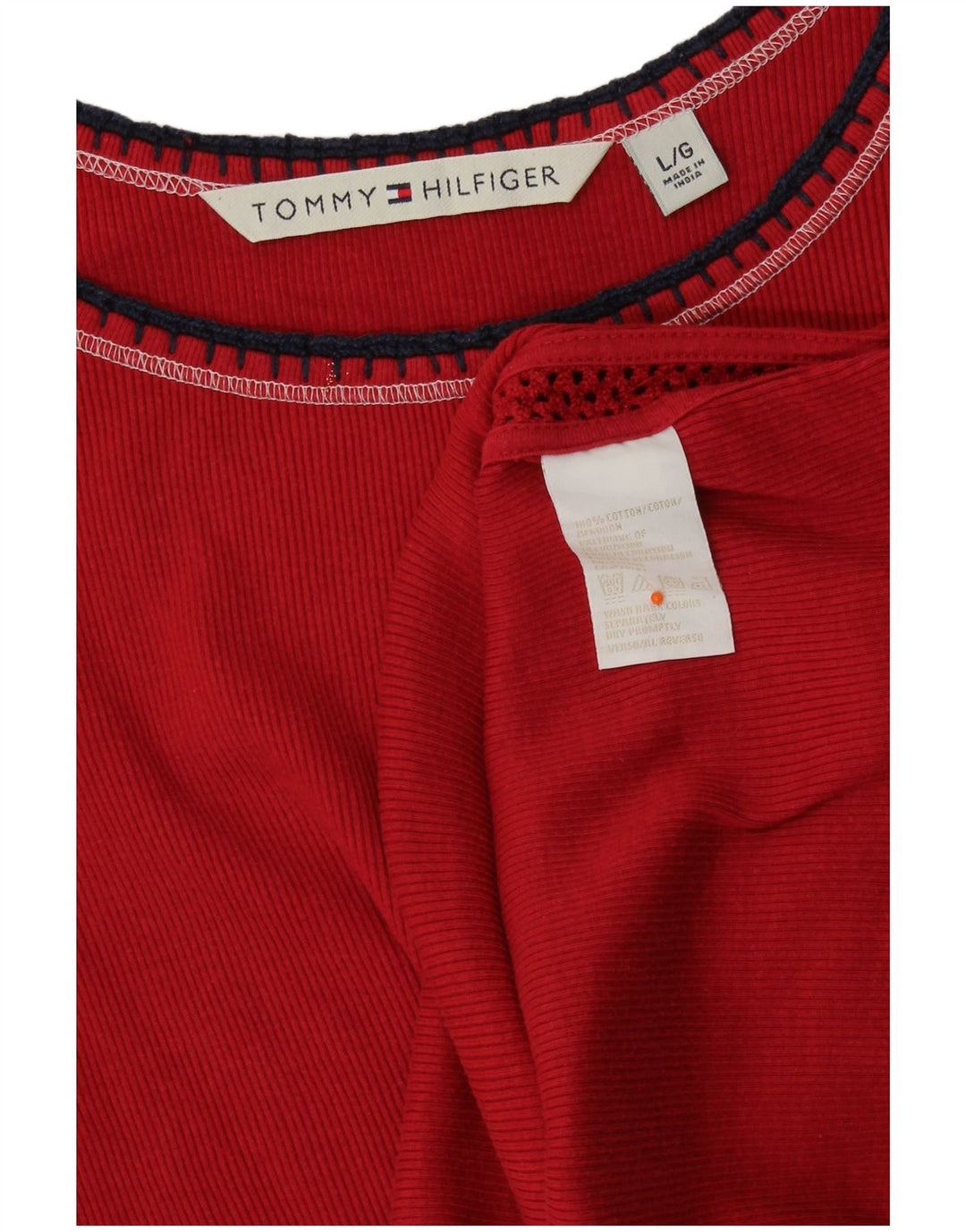 TOMMY HILFIGER Débardeur Femme UK 16 Large Rouge Coton