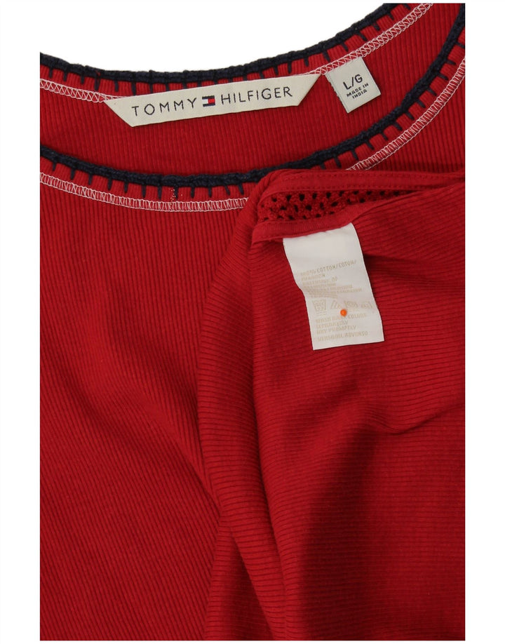 TOMMY HILFIGER Débardeur Femme UK 16 Large Rouge Coton