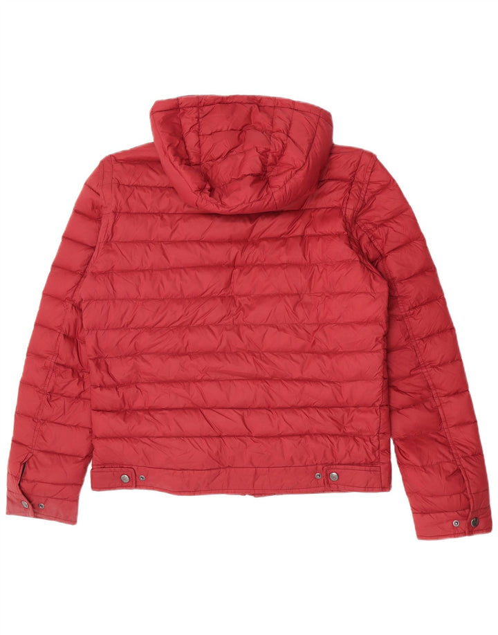 Massimo Dutti Veste matelassée à capuche pour femme UK 14 Large Bordeaux