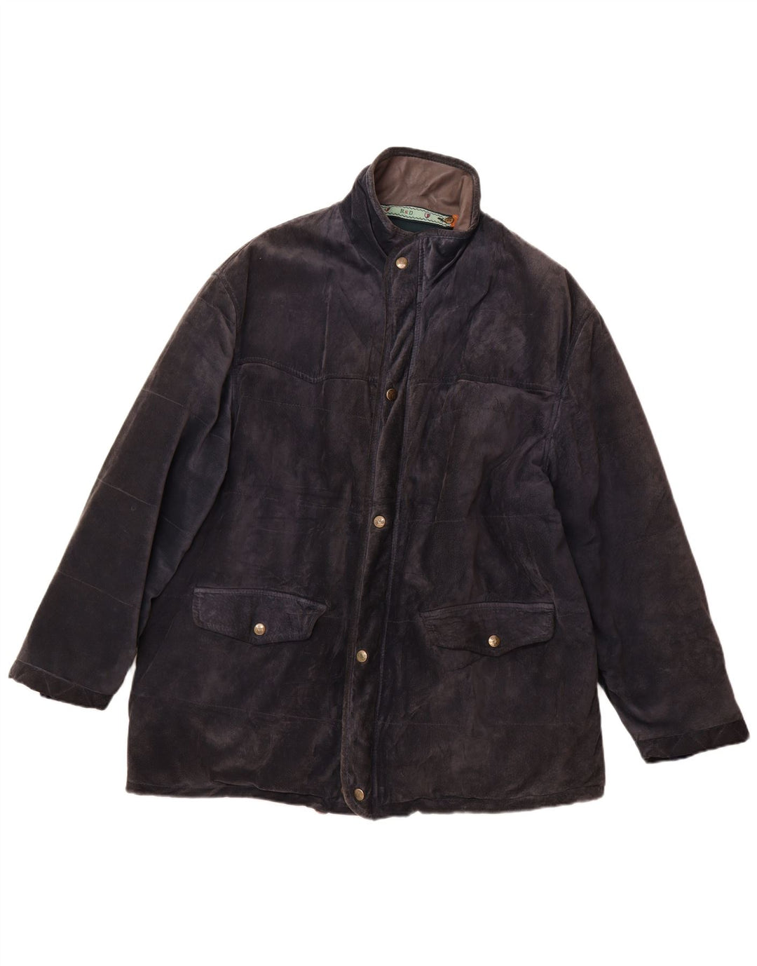 vintage Homme Daim Coupe-Vent Manteau IT 52 XL Cuir Bleu Marine