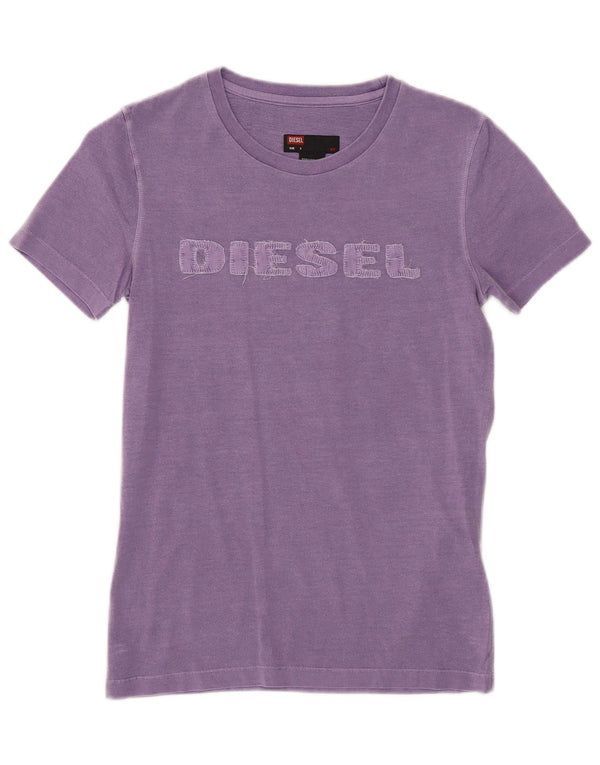 DIESEL T-shirt graphique pour femme UK 10 Small Violet Coton