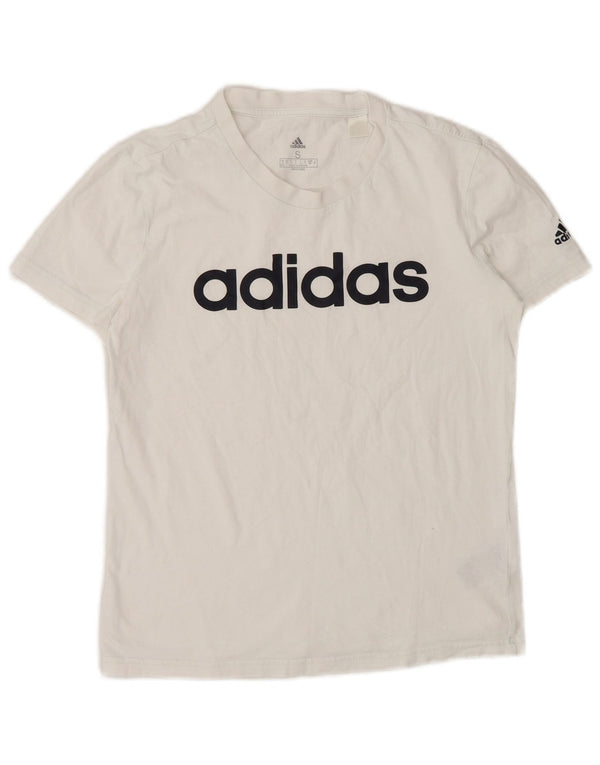 Adidas T-shirt graphique pour femme UK 8/10 Petit coton blanc
