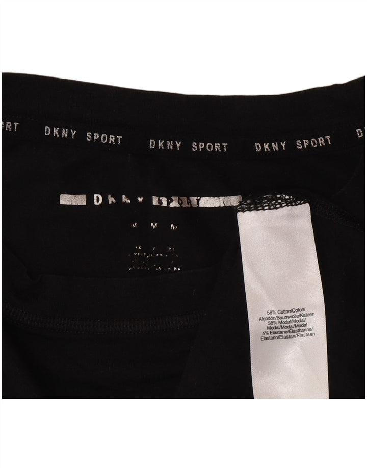 DKNY Womens Graphic Top Long Sleeve UK 14 Medium Black Cotton