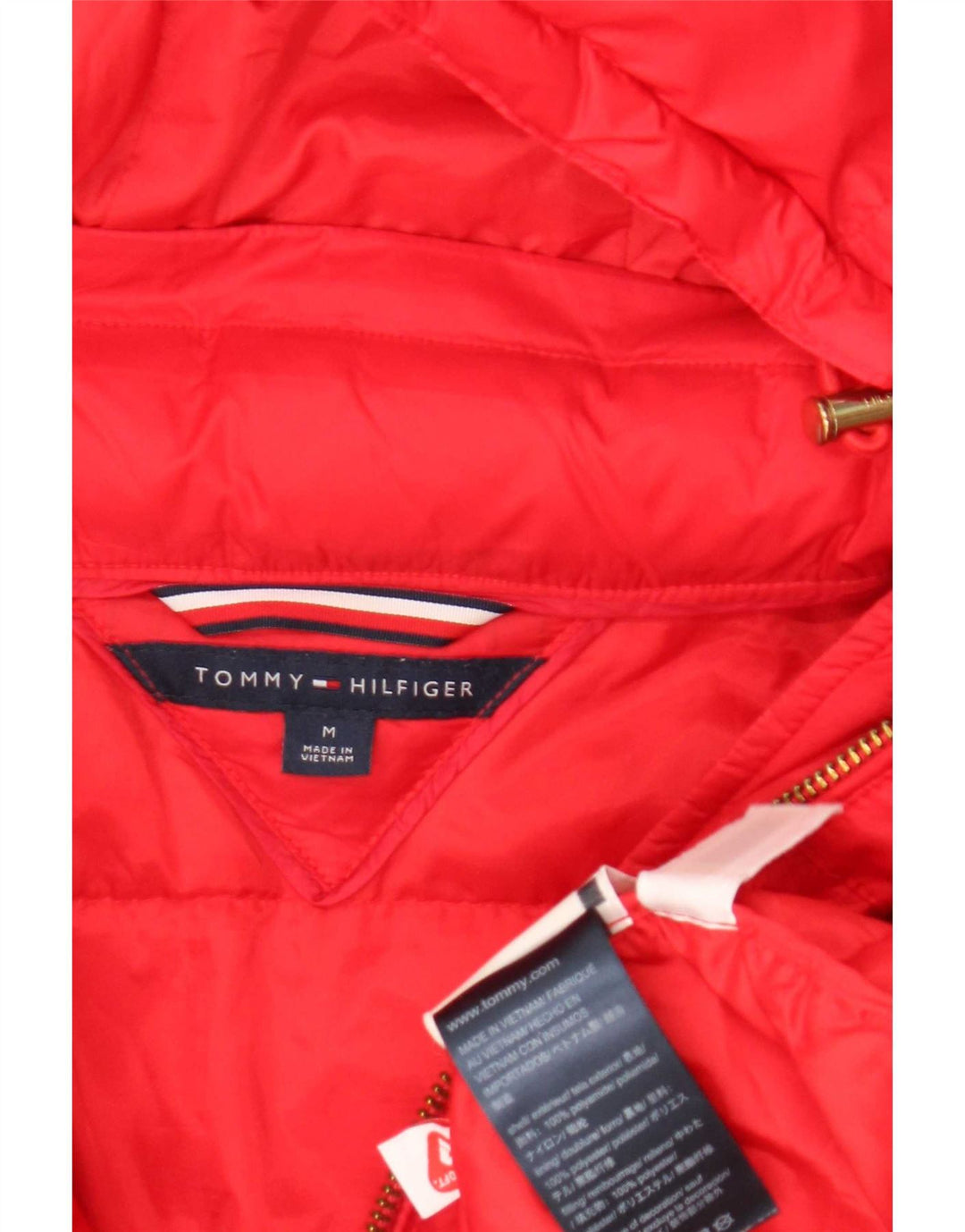 Tommy Hilfiger Veste matelassée à capuche pour femme UK 14 Medium Red Polyamide