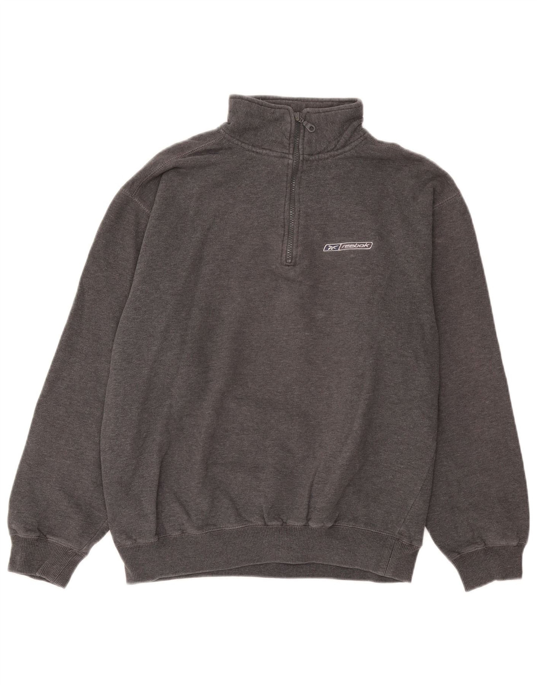 Reebok Sweatshirt Zip Neck Homme Gris Moyen Coton