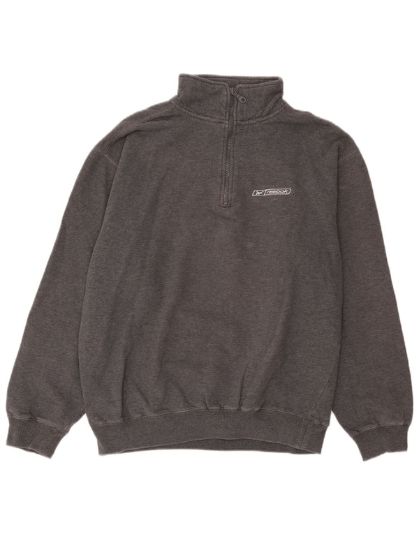 Reebok Sweatshirt Zip Neck Homme Gris Moyen Coton