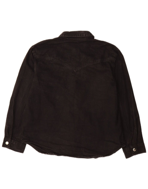 Zara Chemise en jean surdimensionnée pour femme UK 10 Petit coton noir