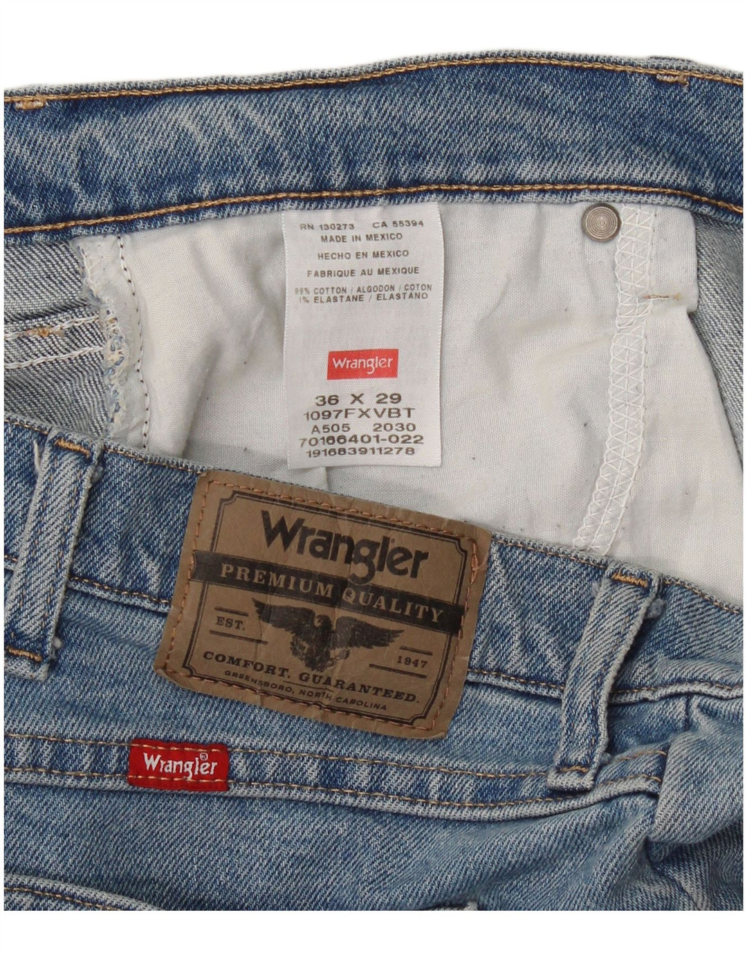 Wrangler Jean droit homme W36 L29 bleu coton