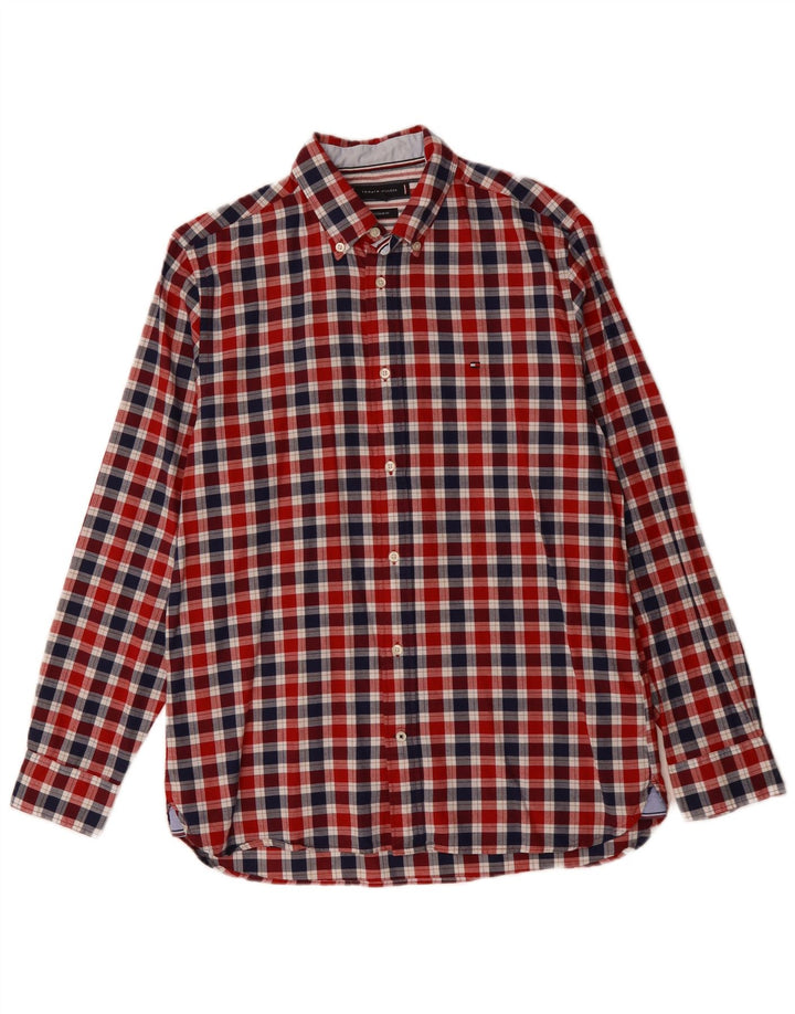 TOMMY HILFIGER Chemise Regular Fit Homme Rouge Moyen Vichy Coton