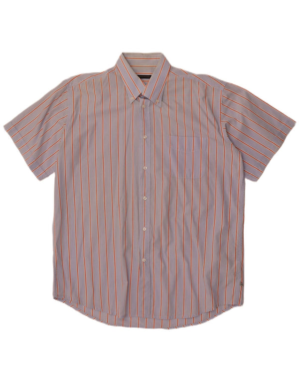 Sergio Tacchini Chemise à manches courtes pour homme 2XL en coton rayé bleu