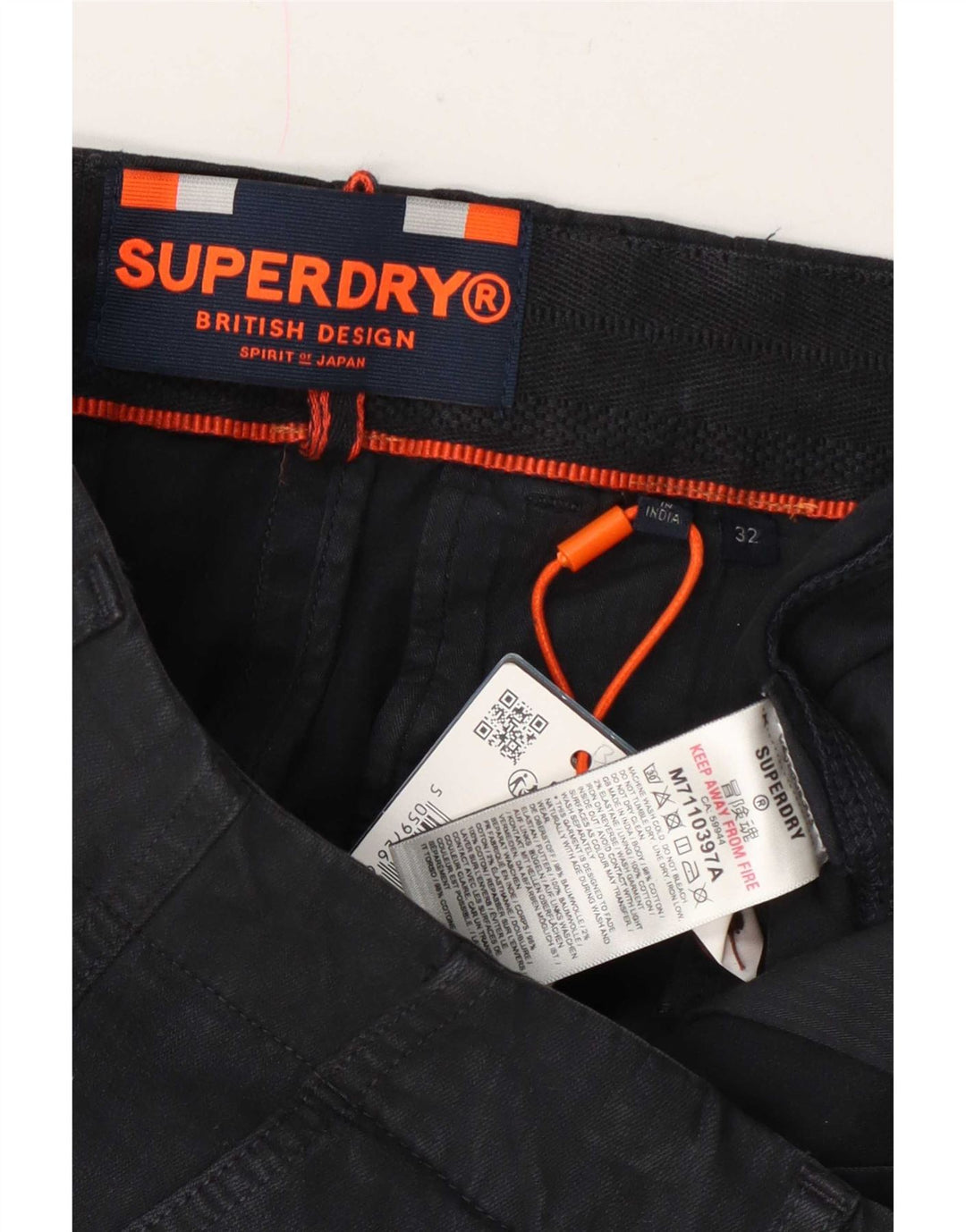 Superdry Short Chino Homme W32 Bleu Marine Moyen Coton