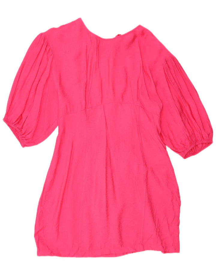 Zara Robe trapèze pour femme UK 44 Large Viscose Rose