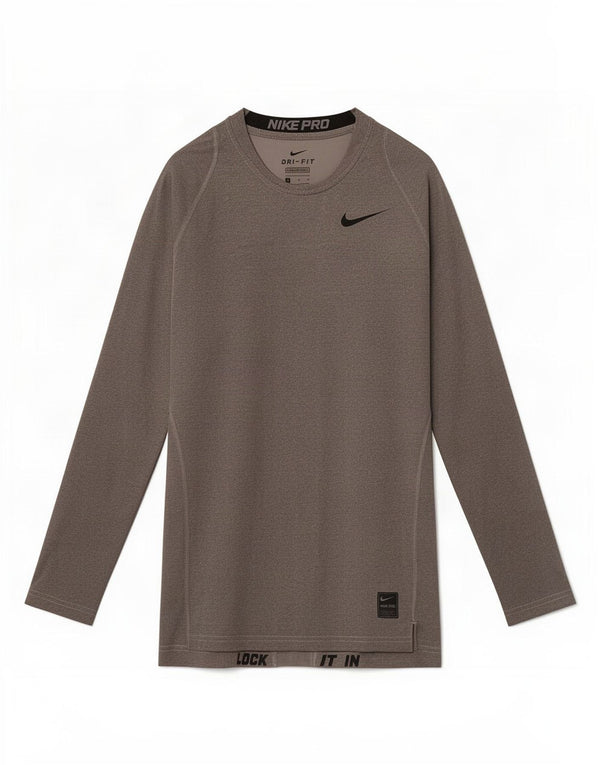 Nike Haut Dri Fit à manches longues pour femme UK 10 Petit Gris Colorblock Polyester