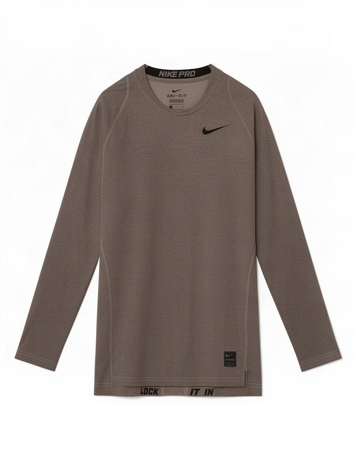 Nike Haut Dri Fit à manches longues pour femme UK 10 Petit Gris Colorblock Polyester