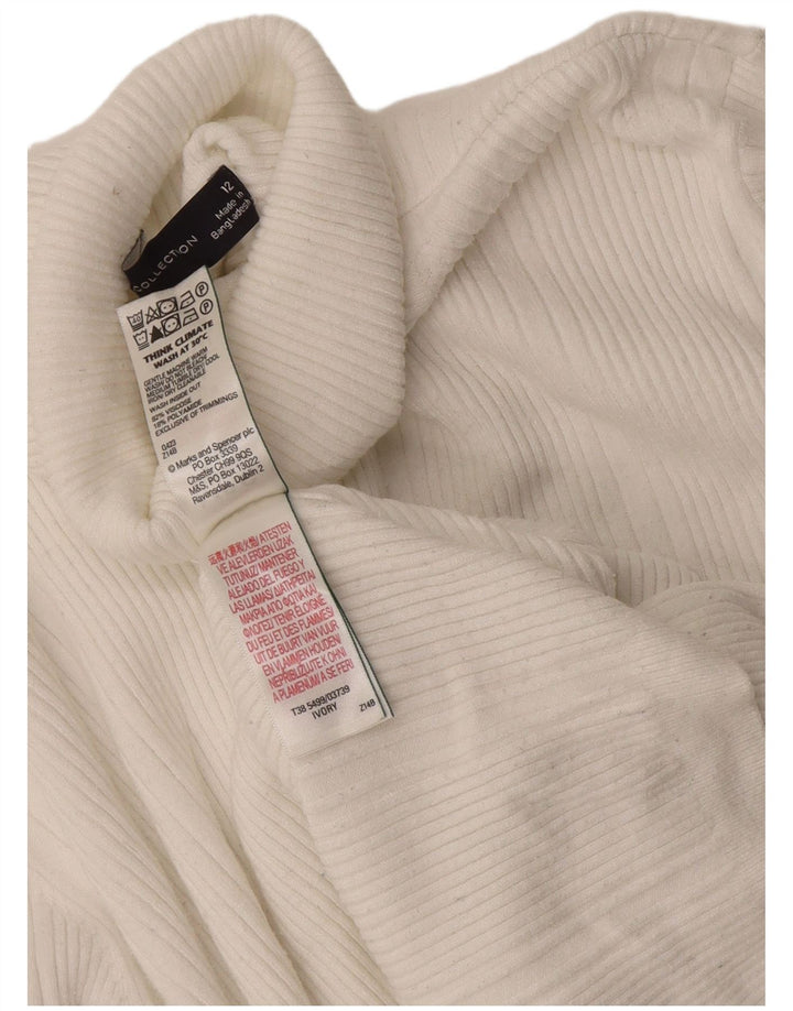 Marks & Spencer Pull col roulé pour femme UK 12 Viscose blanc moyen