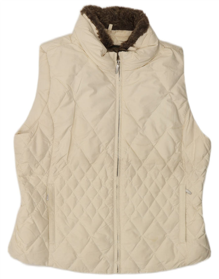 Eddie Bauer Gilet rembourré pour femme UK 16 Large Polyester Blanc cassé
