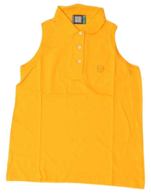 Sergio Tacchini Polo sans manches pour femme UK 10 Petit coton jaune