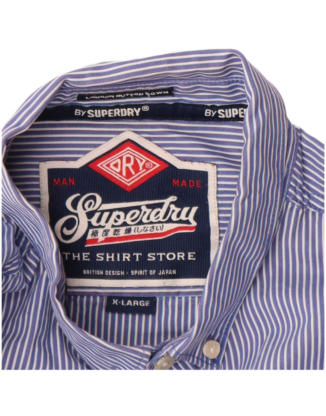 Superdry Chemise Homme XL Bleu Pinstripe Cotton