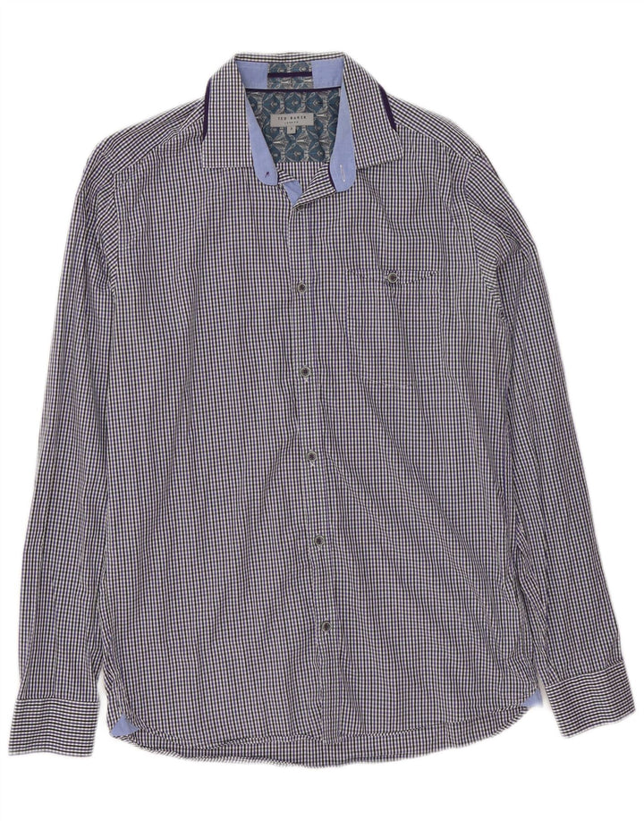 Ted Baker Chemise Homme Taille 3 Bleu Moyen Vichy Coton