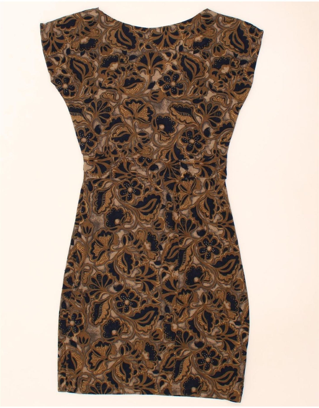 VINTAGE Womens Sheath Dress UK 12 Medium Brown Floral Vintage Vintage and Second-Hand Vintage from Messina Hembry 