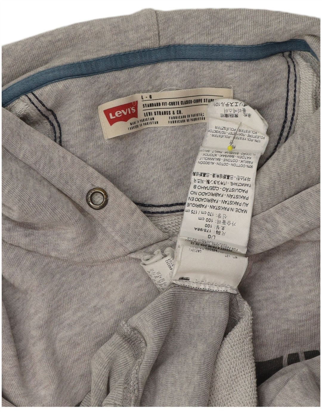 Levi's Pull à Capuche Graphique Homme Gris Coton Large