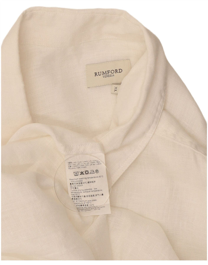 vintage Chemise à manches courtes pour hommes XL Lin blanc
