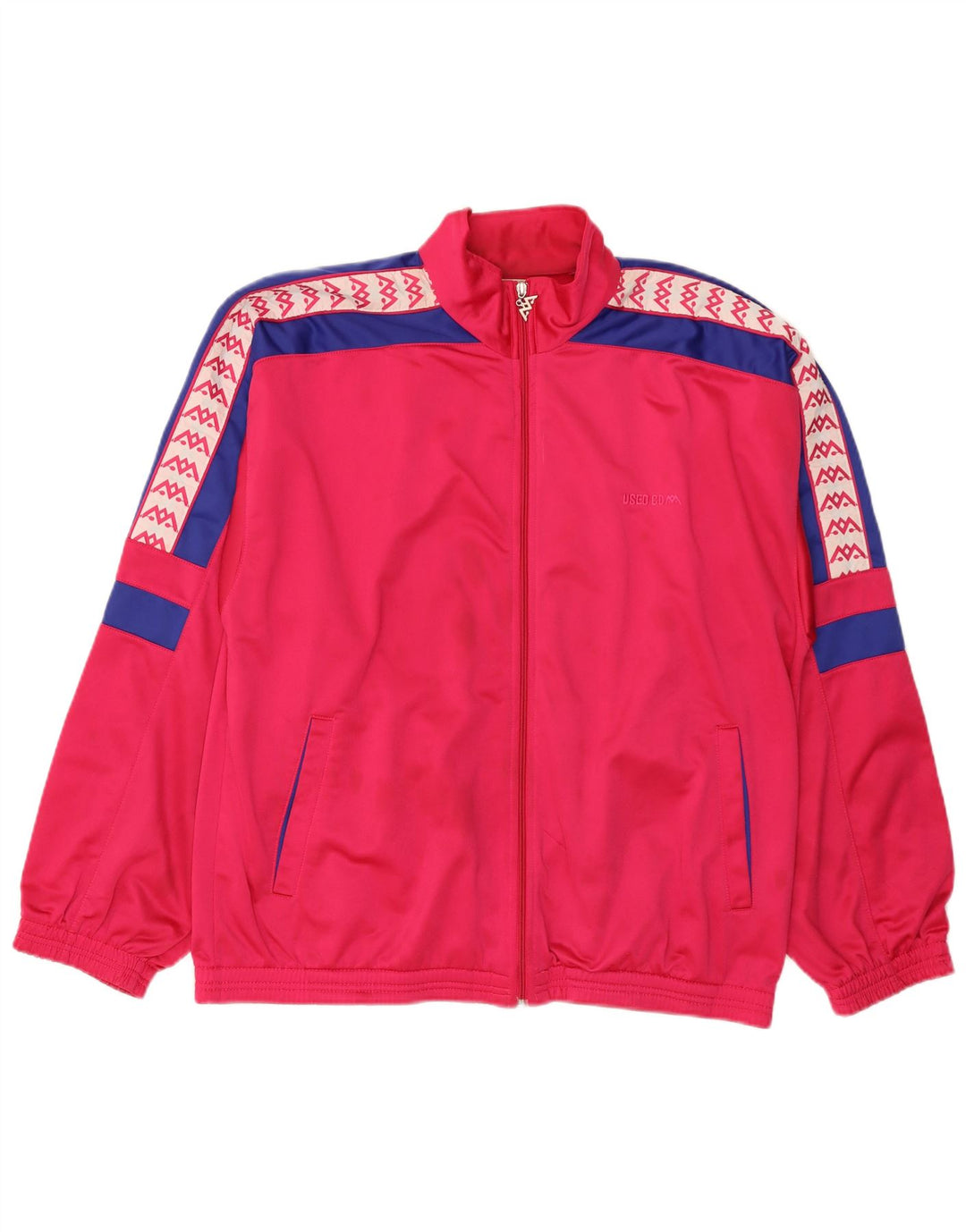 vintage Mens Graphic Survêtement Top Veste 2XL Rose Colourblock Polyester
