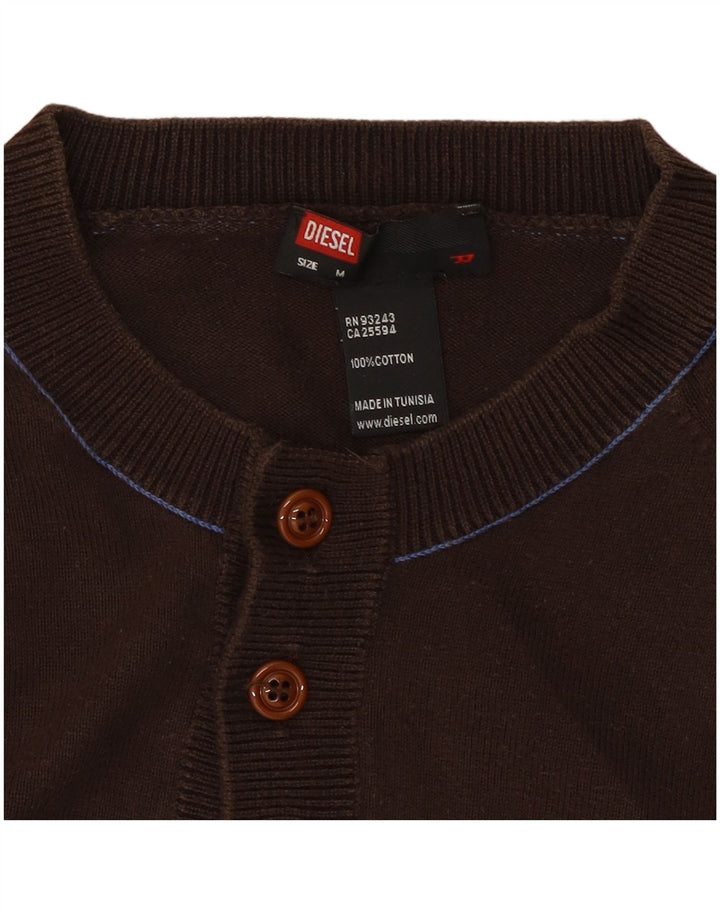 DIESEL Pull col boutonné pour femme UK 14 en coton marron moyen