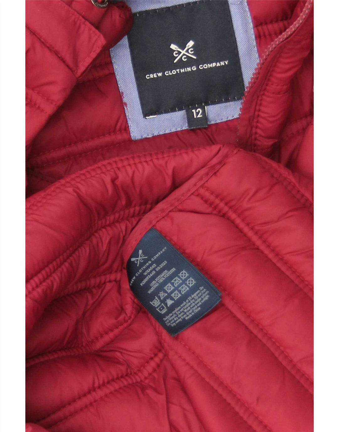 Crew Clothing Veste matelassée à capuche pour femme UK 12 Medium Rouge Polyamide