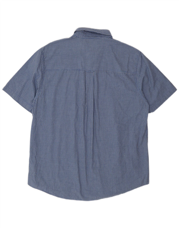 Chaps Chemise à manches courtes pour homme en coton à carreaux bleus