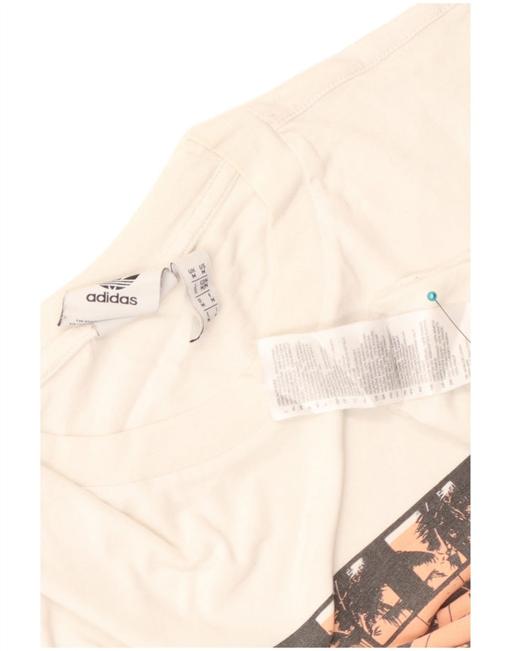 Adidas T-shirt graphique pour homme en coton blanc moyen