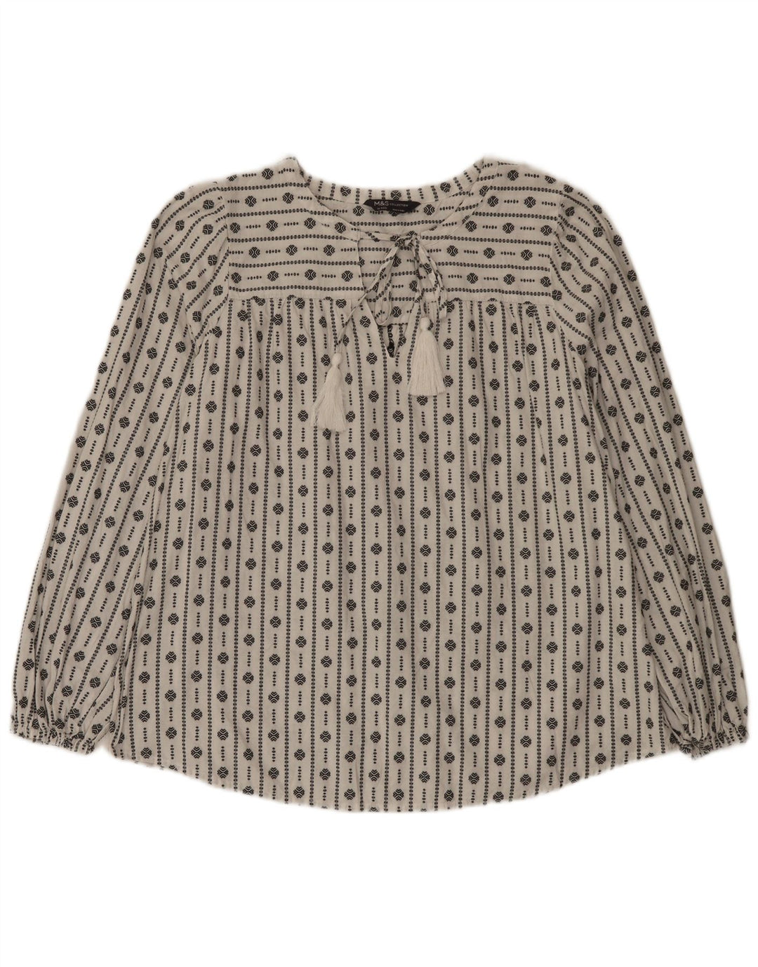 Marks & Spencer Chemisier pour femme UK 16 Grand coton géométrique blanc