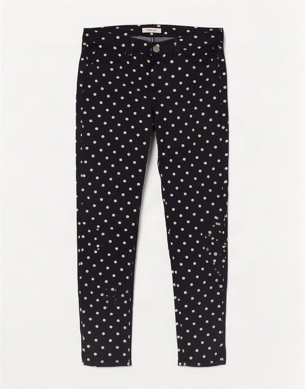 Max & Co. Pantalon décontracté slim pour femme UK 8 Small W28 L31 Noir à pois