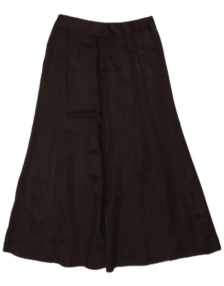 vintage Femme Maxi A-Line Jupe IT 46 Large W32 Noir Soie Classique