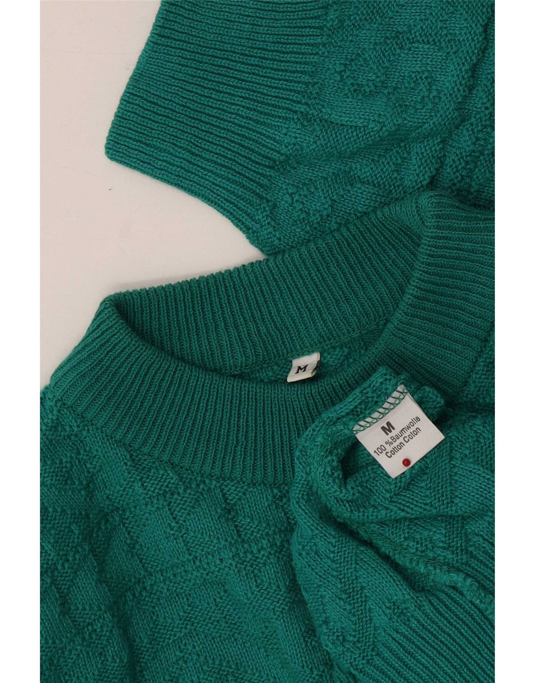 vintage Womens Turtle Neck Jumper Pull UK 14 Moyen Vert Géométrique