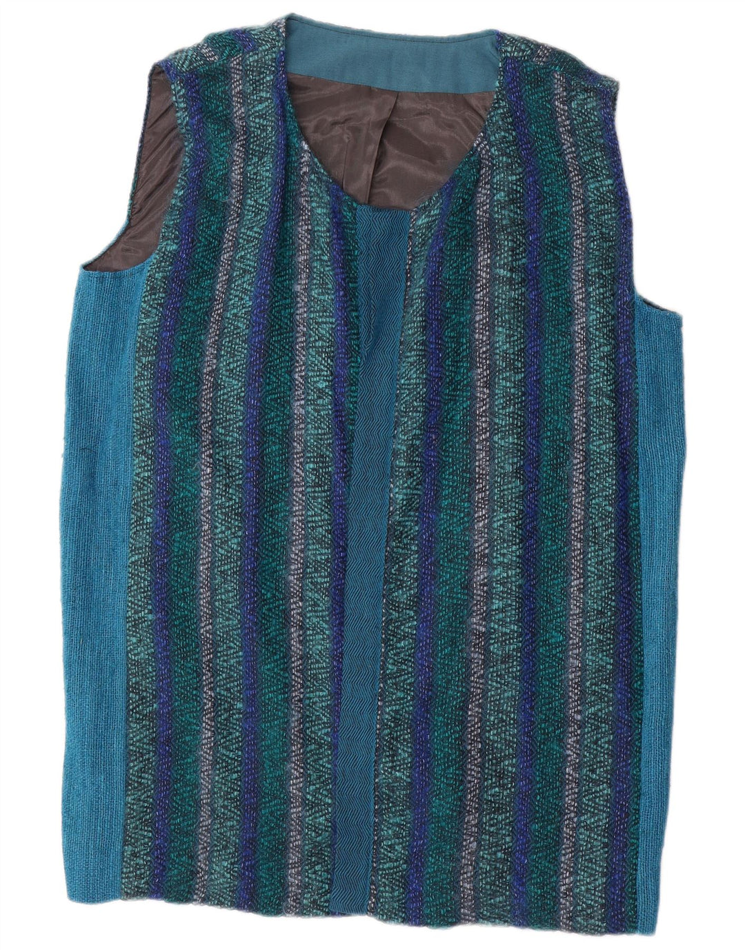 vintage Femmes Surdimensionné Blouse Sans Manches Top UK 18 XL Bleu Rayé